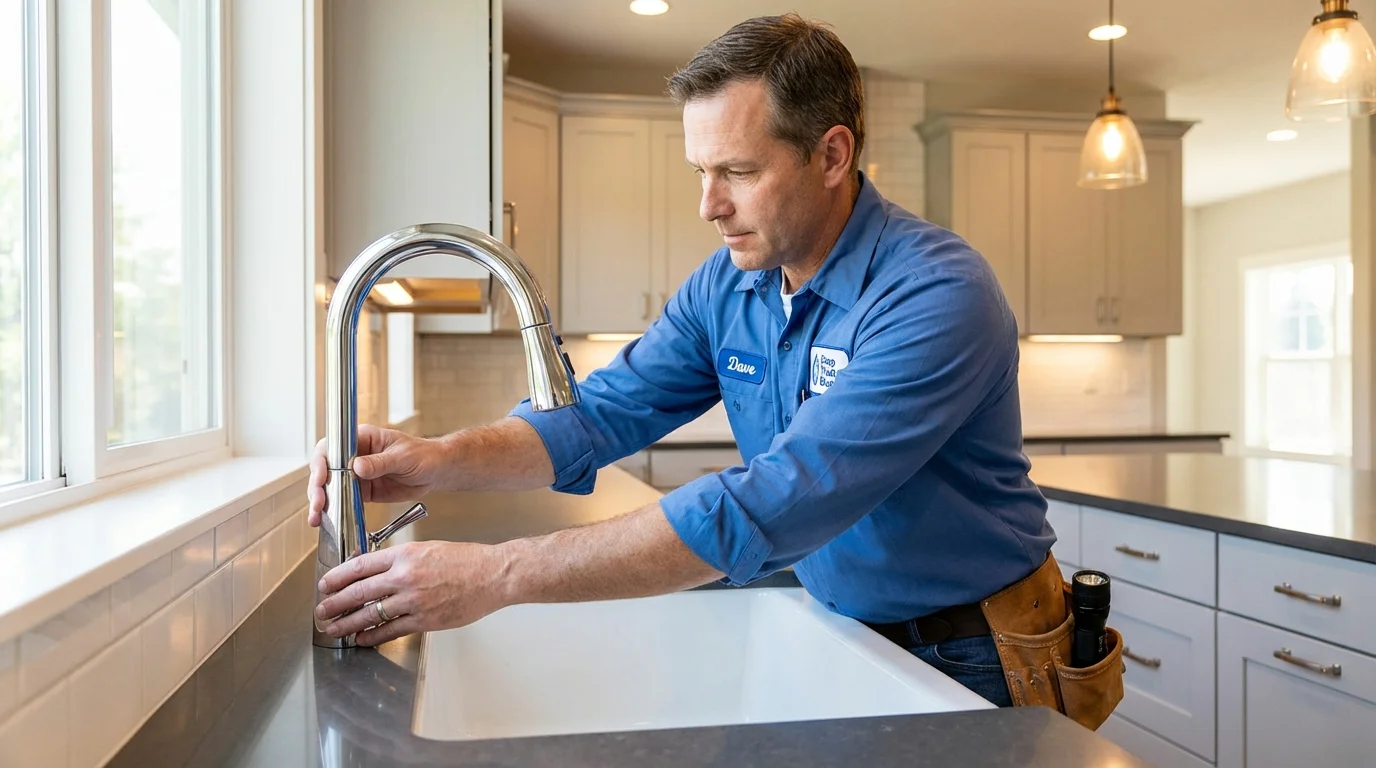 Kitchen faucet installation by Johns Plumbing LLC in Essexville
