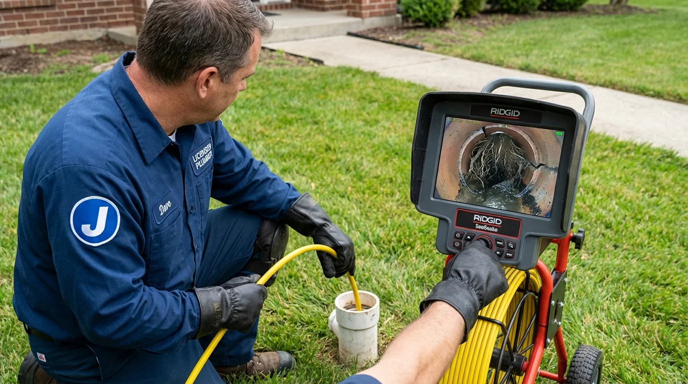 Sewer camera inspection being performed by Johns Plumbing LLC in Essexville